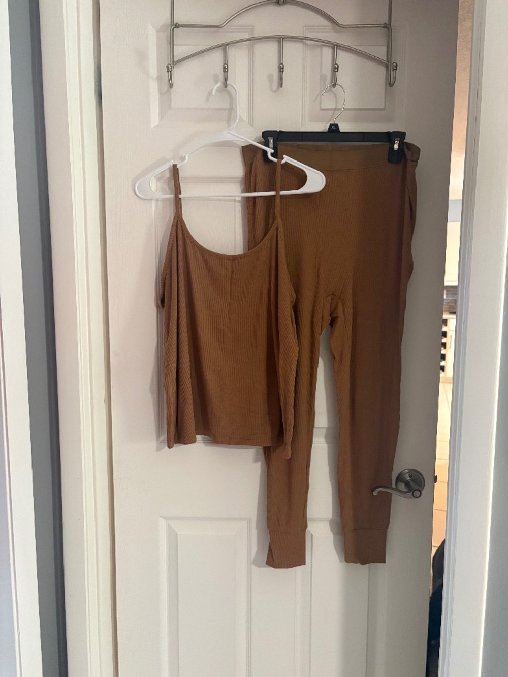 Stars Above XXL Brown Ribbed Pajama Lounge Set Tank & Jogger Pants